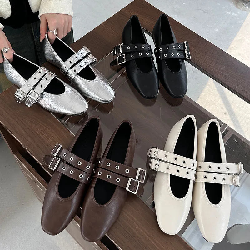 Female Buckle Strap Footwear Round Toe Ladies Flats With Dance Shoes Soft Fashion Shallow Women Ballet Flats Shoes
