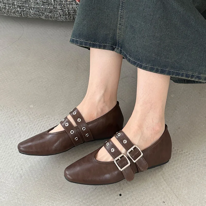 Female Buckle Strap Footwear Round Toe Ladies Flats With Dance Shoes Soft Fashion Shallow Women Ballet Flats Shoes