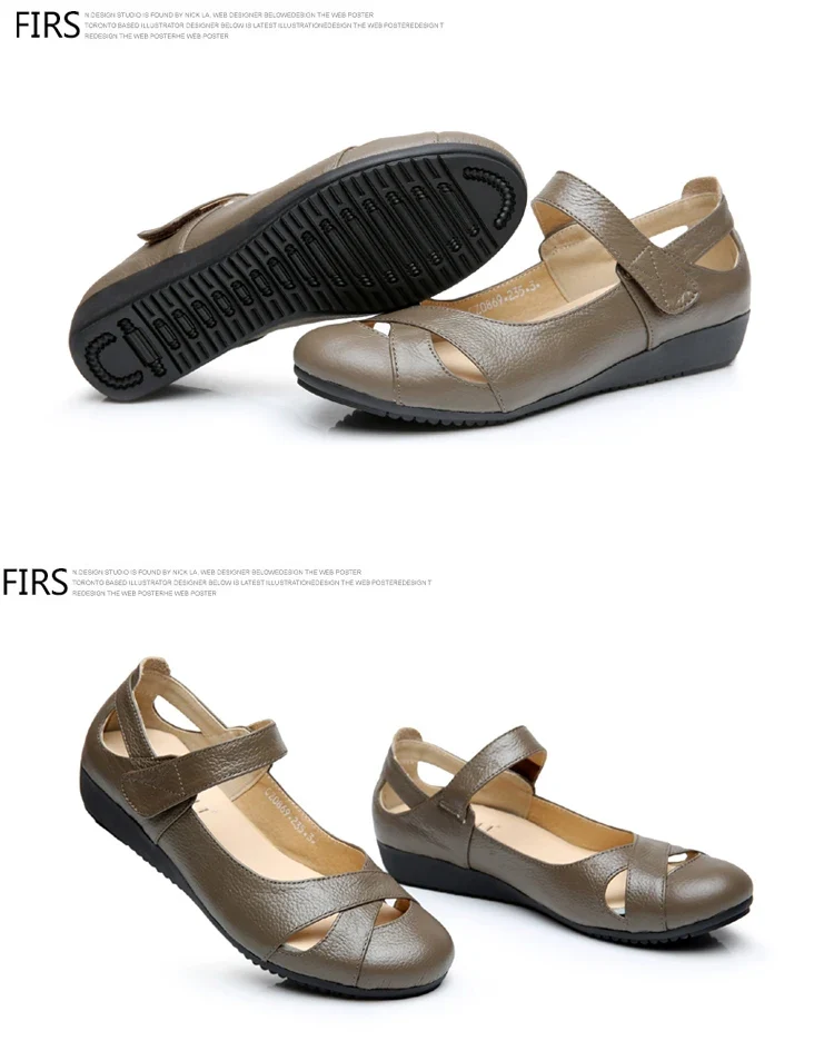 GKTINOO Spring Breathable Genuine Leather Summer Shoes Woman Flat Low Heel Shallow Soft Comfort Flats Mary Janes Women Size 43