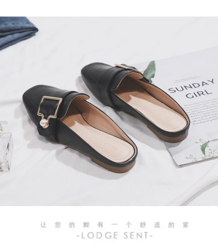 New Women Slipper Casual Shoes Fashion Women's Leather Loafers No Heel Slip-on Shoes Summer Outdoor Light Ladies Walking Shoes