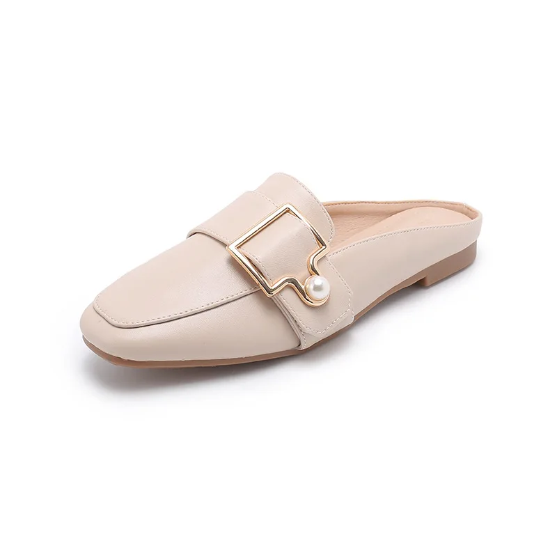 New Women Slipper Casual Shoes Fashion Women's Leather Loafers No Heel Slip-on Shoes Summer Outdoor Light Ladies Walking Shoes