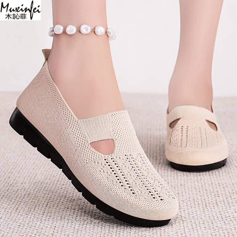 Women's Summer Shoes Breathable Flat with A Casual Women's Sneakers Comfortable Soft Sole Large Size 36-43 Cheap Shoes Clearance