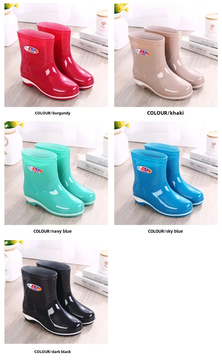 Women's Short Rain Shoes Non-slip Waterproof Rubber Boots Durable Wear-resistant Rain Boots Fleece Lined Warm Shoes Wholesale