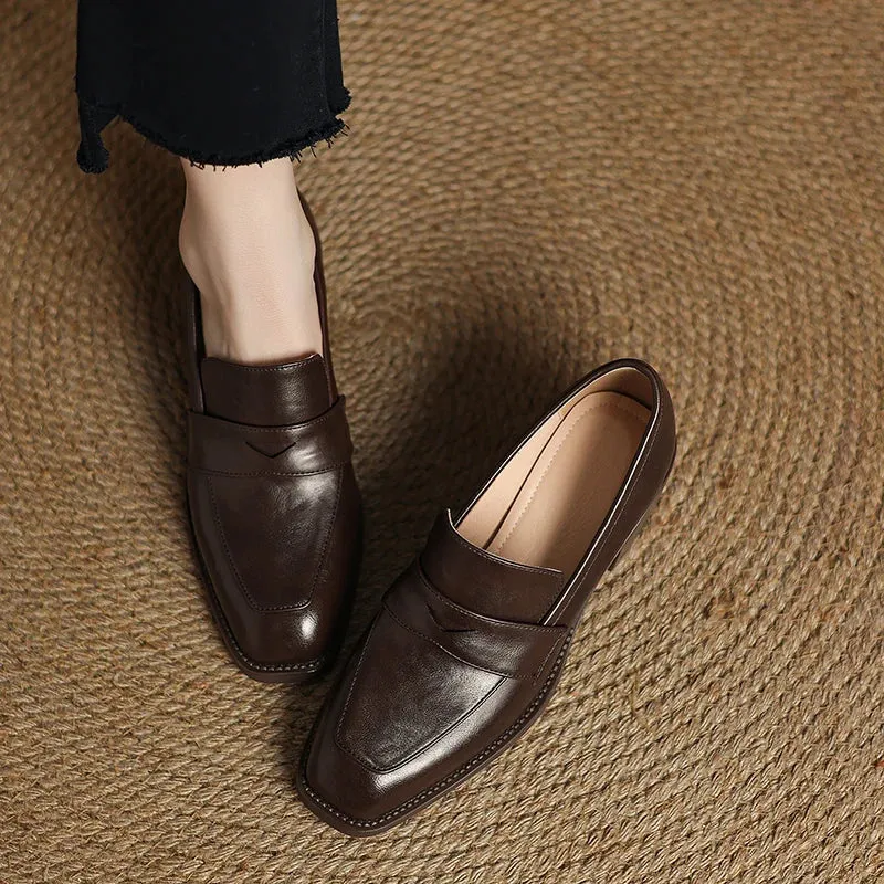 2026 New Spring Genuine Leather Women Shoes Round Toe Women Pumps Brogue Designs Shoes for Women High Heel Loafers Ladies Shoes