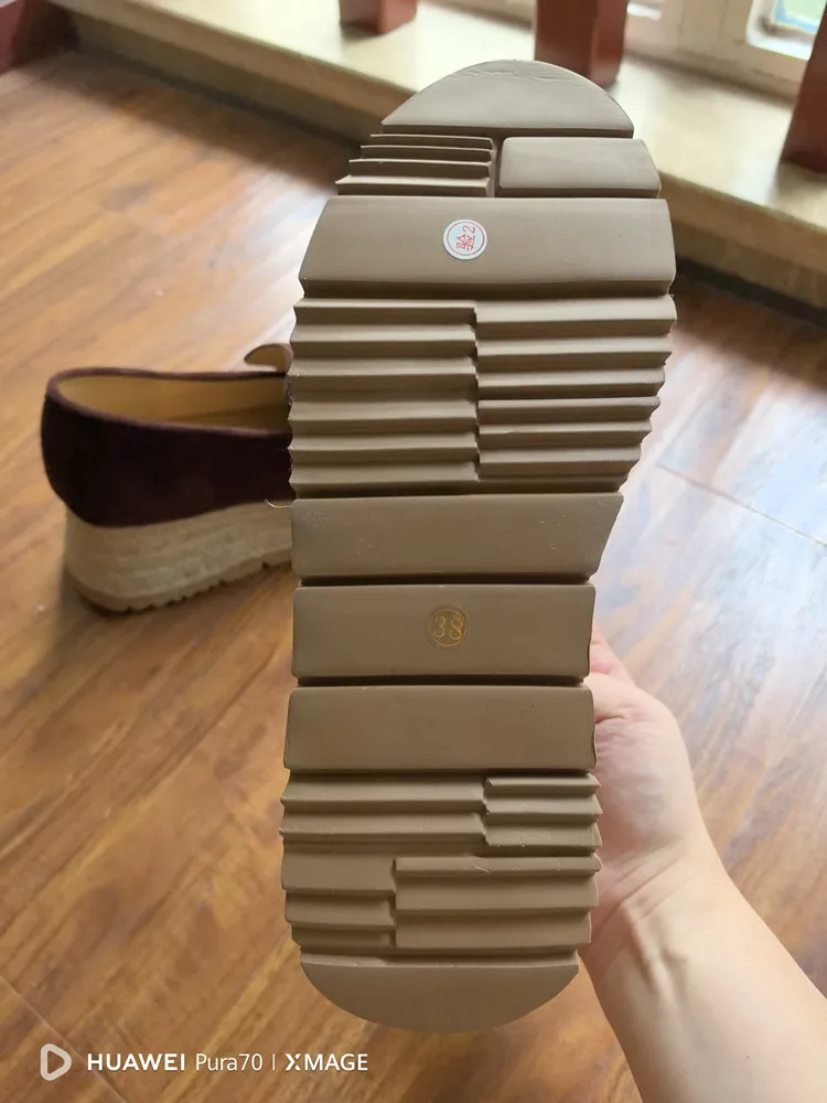 MKKHOU Fashion Loafers New High Quality Real Leather Suede Vintage Straw Braid Platform Shoes Daily Casual Light Shoes Neutral