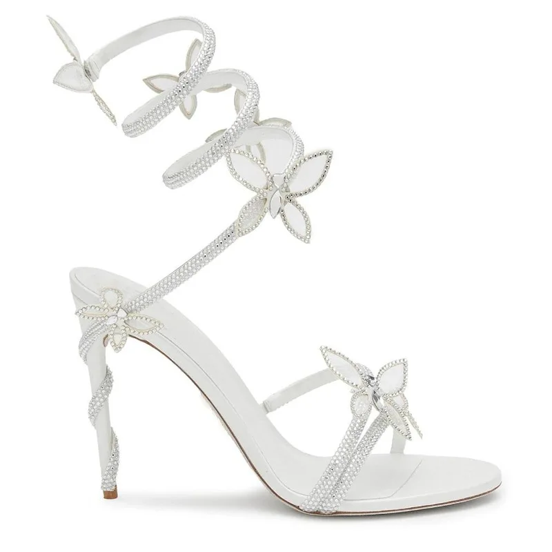 New Spring and Summer Women's High-heeled Sandals Snake-shaped Butterfly Diamond Flower Stiletto Heel Sandals High Heels