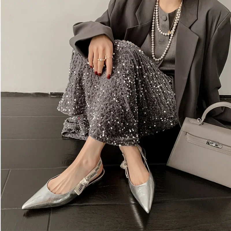 2025 New Fashionable Pointed-toe Buckle Solid Color High-heeled Sandals for Women in Spring and summer Luxury Shoes