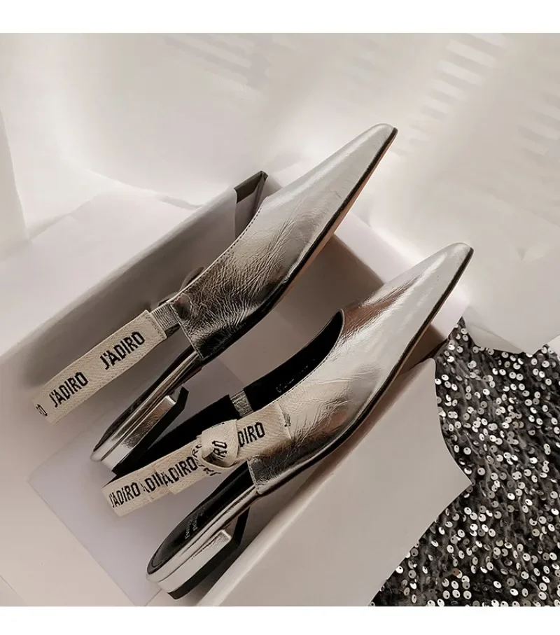 2025 New Fashionable Pointed-toe Buckle Solid Color High-heeled Sandals for Women in Spring and summer Luxury Shoes