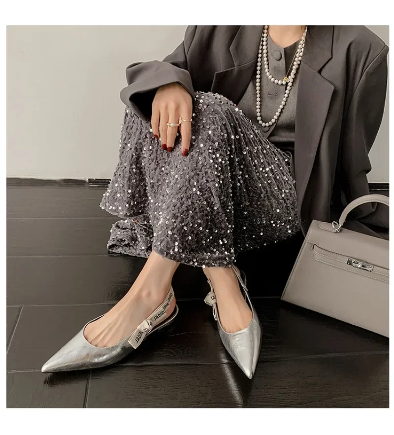 2025 New Fashionable Pointed-toe Buckle Solid Color High-heeled Sandals for Women in Spring and summer Luxury Shoes