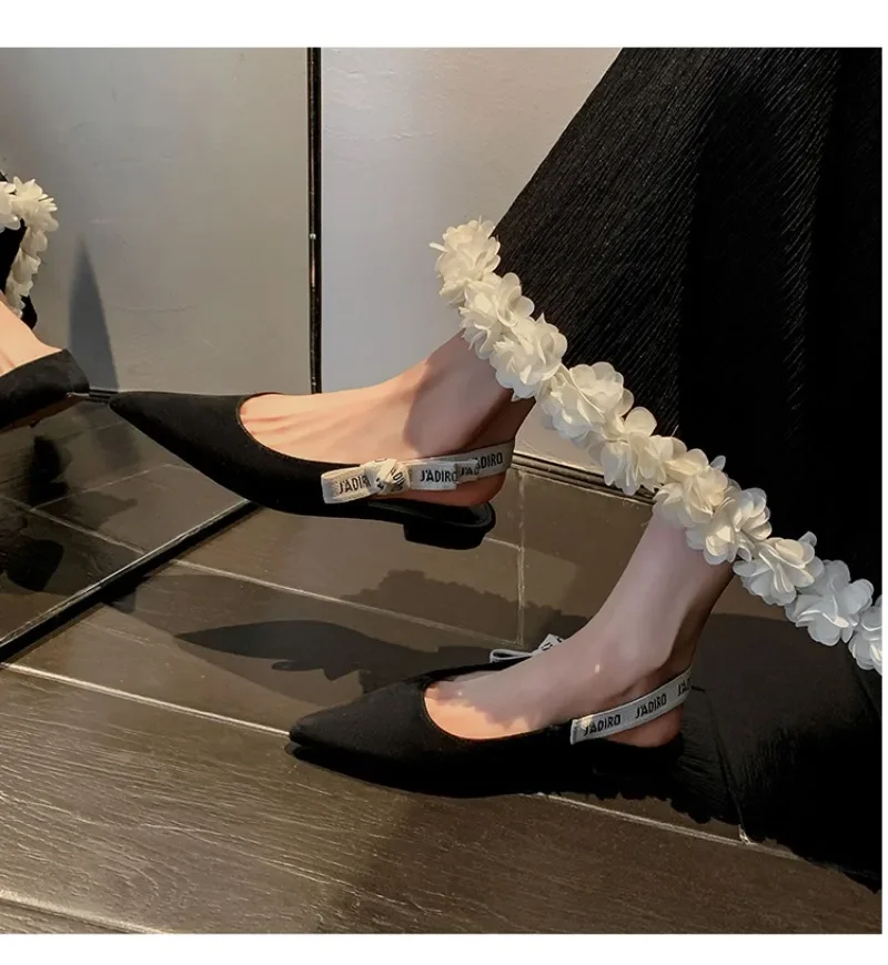2025 New Fashionable Pointed-toe Buckle Solid Color High-heeled Sandals for Women in Spring and summer Luxury Shoes