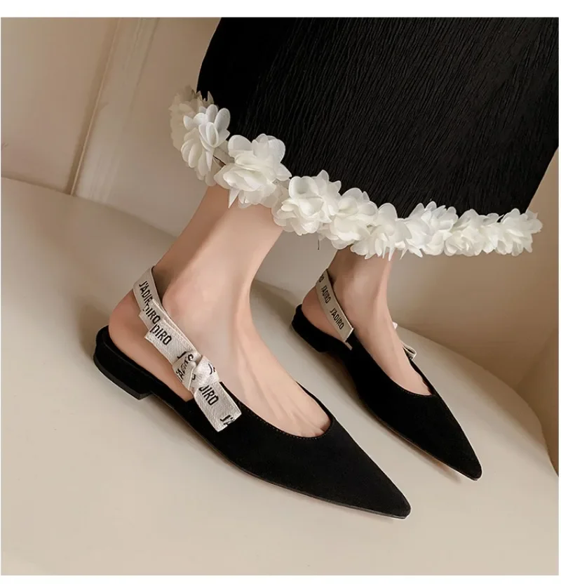 2025 New Fashionable Pointed-toe Buckle Solid Color High-heeled Sandals for Women in Spring and summer Luxury Shoes