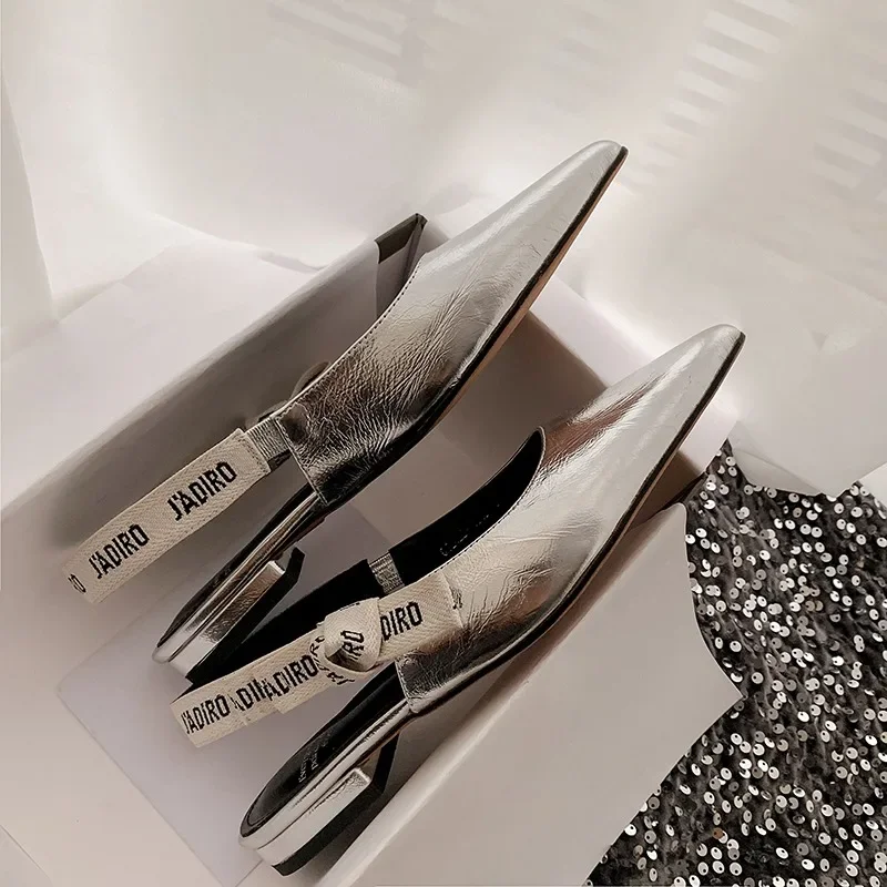 2025 New Fashionable Pointed-toe Buckle Solid Color High-heeled Sandals for Women in Spring and summer Luxury Shoes