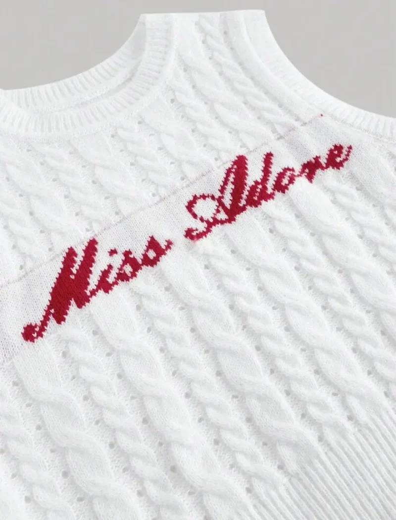 HLJ&GG White Knit Letter Fashion Y2K Outfits Women O Neck Sleeveless Slim Crop Top + Lace Plaid Shorts Two Piece Sets Streetwear