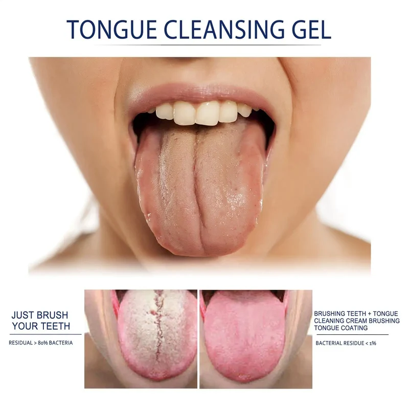 Tongue Cleaning Gel Set Effective Tongue Cleaner Gel Orals Cleaner Set Mint Tongue Scraper & Scrubber Effective Mouth Odor