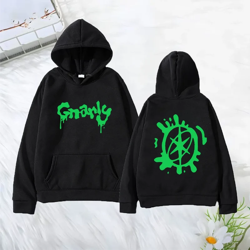 Katseye Merch Gnarly Logo Printed Hoodie Men Women Casual oversized hoodie hip hop streetwear vintage Fleece Long sleeve clothes