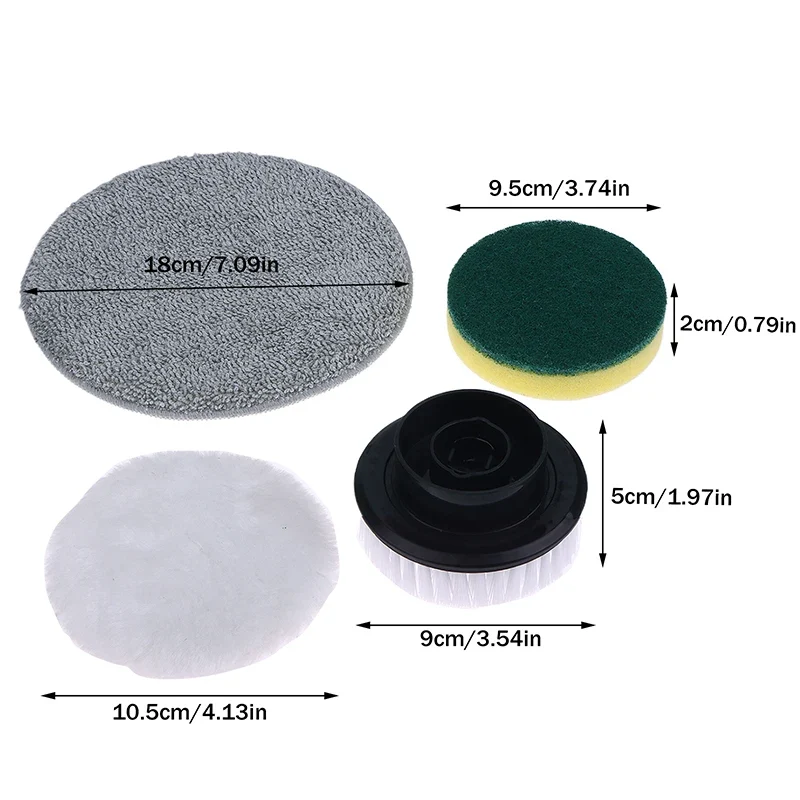 Electric Scrubber Brush Replacement Heads 4Pcs Set For Handheld Cleaning Tool Bathtub Kitchen Sink Floor Surface Pads