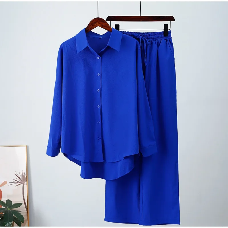 CPSYMYM Holiday Wide Leg Pants Set Two Piece Set Women Vintage Boho Maxi Shirt Autumn Casual Loose Work Streetwear Y2k Outfits
