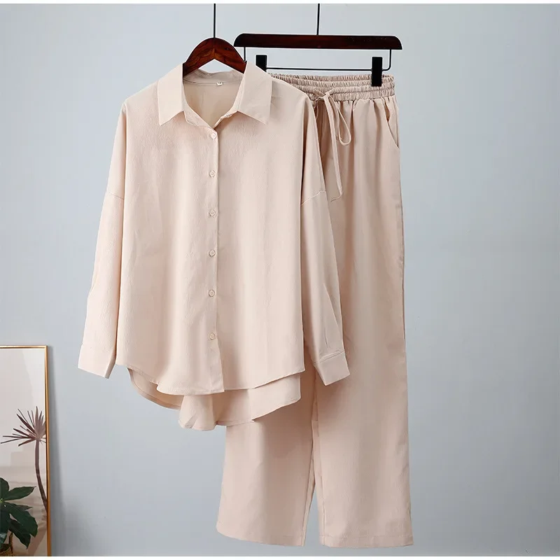 CPSYMYM Holiday Wide Leg Pants Set Two Piece Set Women Vintage Boho Maxi Shirt Autumn Casual Loose Work Streetwear Y2k Outfits