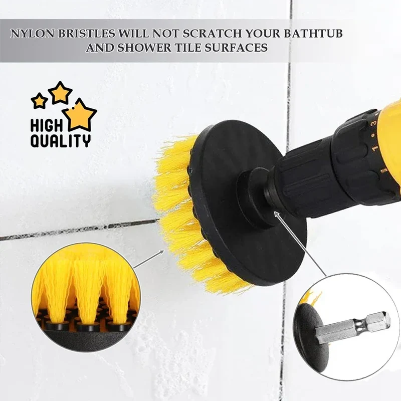 Electric Scrubber Drill Brush Kit Power Drills Scrubber Brush For Carpet Glass Car Tires Nylon Extension Pole Floor, Automotive