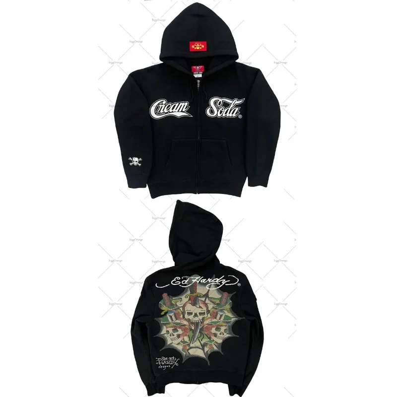 American Gothic Ro Skull Bones Oversized Hoodie Y2K Hip Hop Sle Streetwear No Brand Svel Other Material 00%