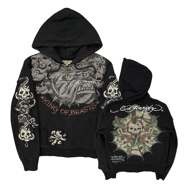 American Gothic Ro Skull Bones Oversized Hoodie Y2K Hip Hop Sle Streetwear No Brand Svel Other Material 00%