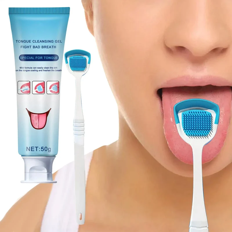 Tongue Coating Cleaning Gel Mint Tongue Scraper Scrubber Orasl Care Removal Odor Health Fresh Breath Care Dental Hygiene Tool