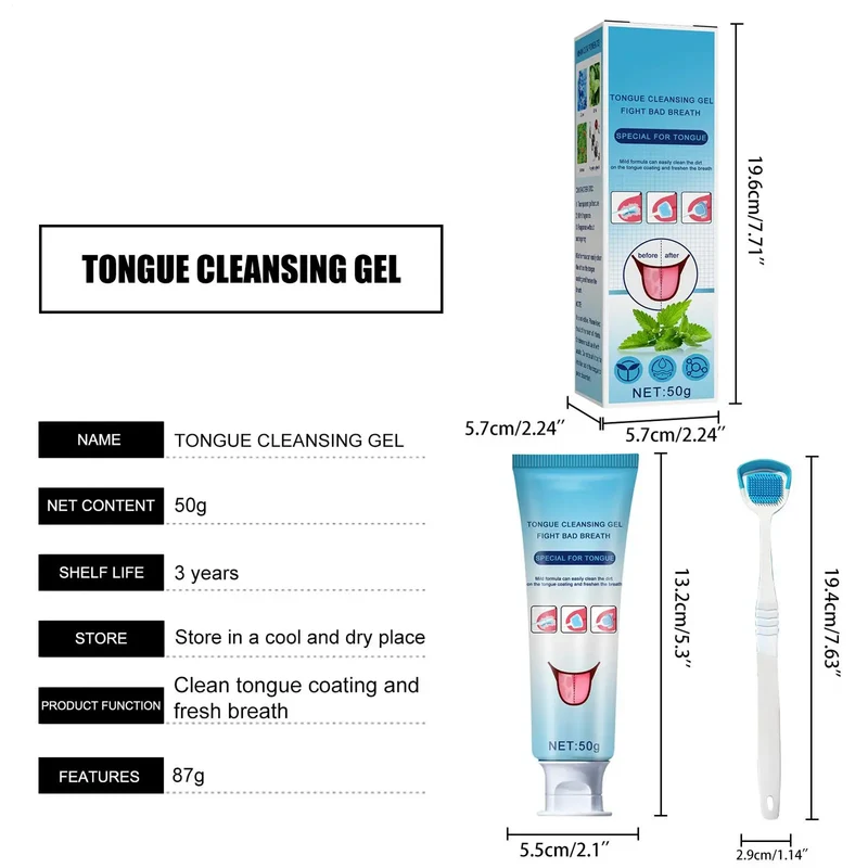 Tongue Coating Cleaning Gel Mint Tongue Scraper Scrubber Orasl Care Removal Odor Health Fresh Breath Care Dental Hygiene Tool