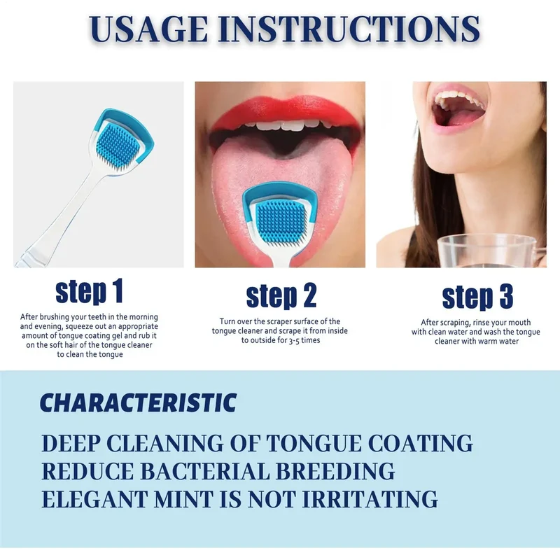 Tongue Coating Cleaning Gel Mint Tongue Scraper Scrubber Orasl Care Removal Odor Health Fresh Breath Care Dental Hygiene Tool