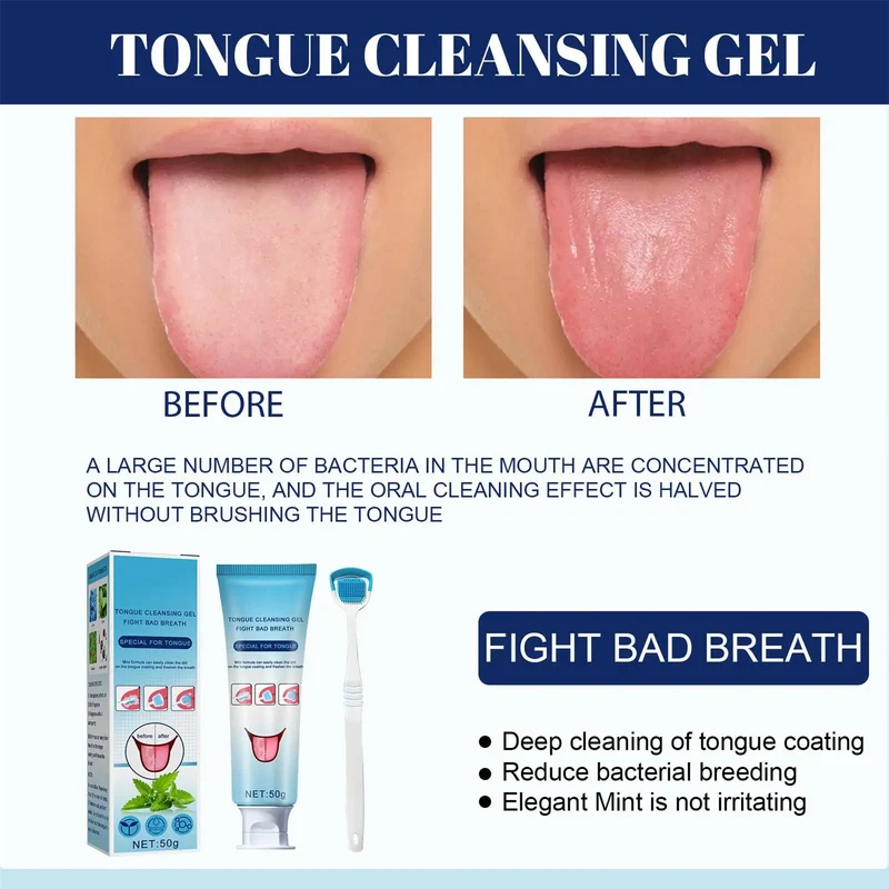 Tongue Coating Cleaning Gel Mint Tongue Scraper Scrubber Orasl Care Removal Odor Health Fresh Breath Care Dental Hygiene Tool
