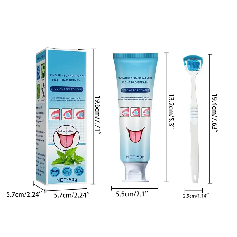Tongue Coating Cleaning Gel Mint Tongue Scraper Scrubber Orasl Care Removal Odor Health Fresh Breath Care Dental Hygiene Tool
