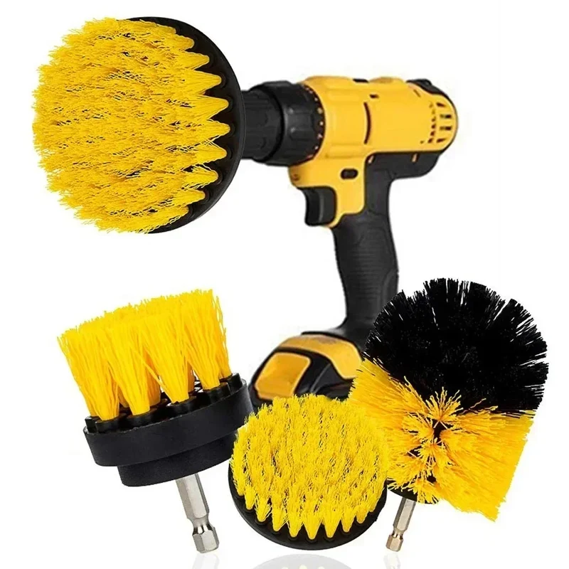 2/3.5/4/5'' Electric Scrubber Brush Drill Brush Kit Plastic Round Cleaning Brush Tool for Carpet Glass Car Tires Nylon Brushes