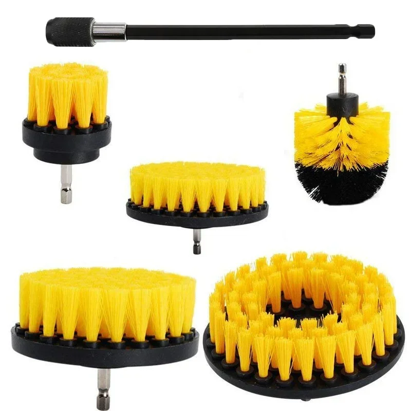 2/3.5/4/5'' Electric Scrubber Brush Drill Brush Kit Plastic Round Cleaning Brush Tool for Carpet Glass Car Tires Nylon Brushes