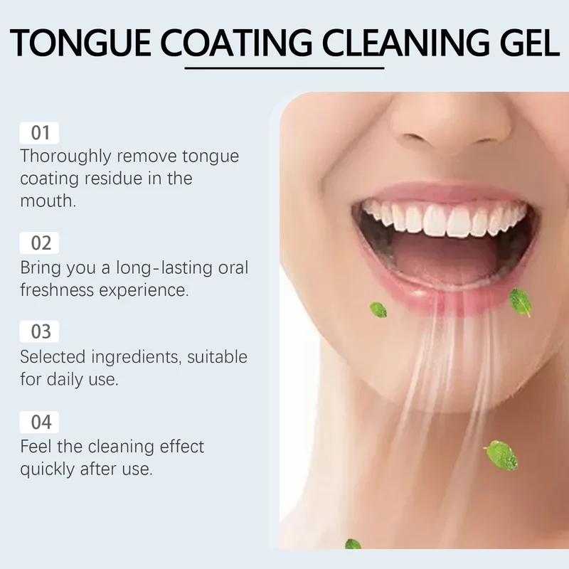 Tongue Cleaning Gel with Toothbrush for Remove Tongue Coating Eliminate Bad Breath Fresh Breath Inhibit Oral Bacteria Oral Care