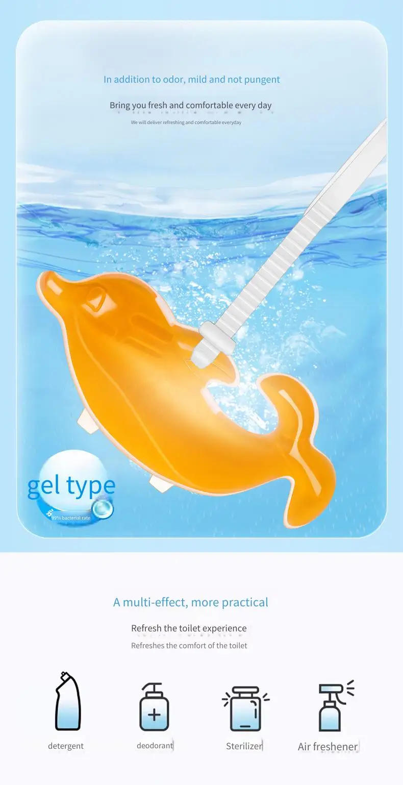 Toilet Hanging Dolphin Gel Fragrant Fresh Air Lasting Fragrance Deodorization Odor Removal Toilet Cleaning Gel Toilet Cleaning