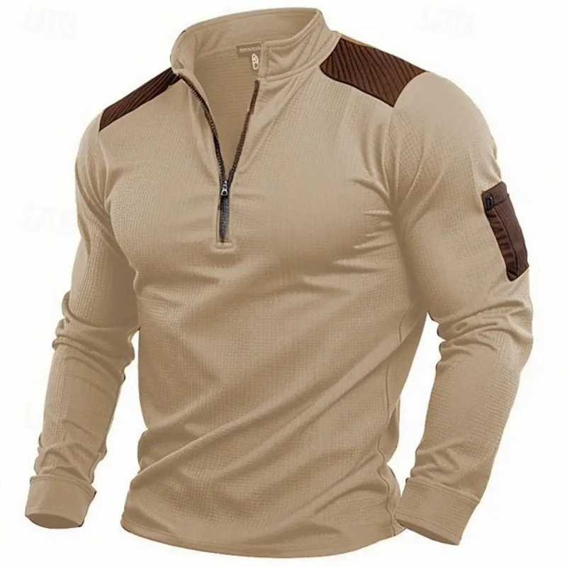 Men's Stand Collar Zip-Up Hooded Jacket, 2025 Fall and Winter Plus Size Oversized Hoodie | Workwear Style Casual Athletic Top