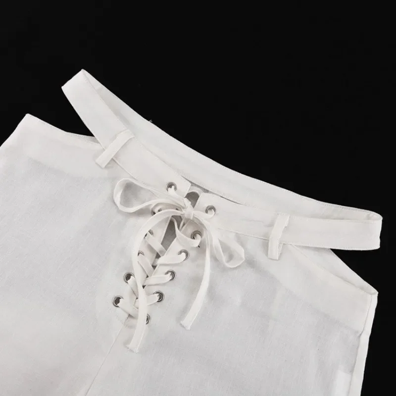 INS Loose Tracksuit Elegant Women Trousres Set Y2K Outfits Long Sleeve Irregular Blouse Top Lace Up Wide Leg Pants Two Piece Set
