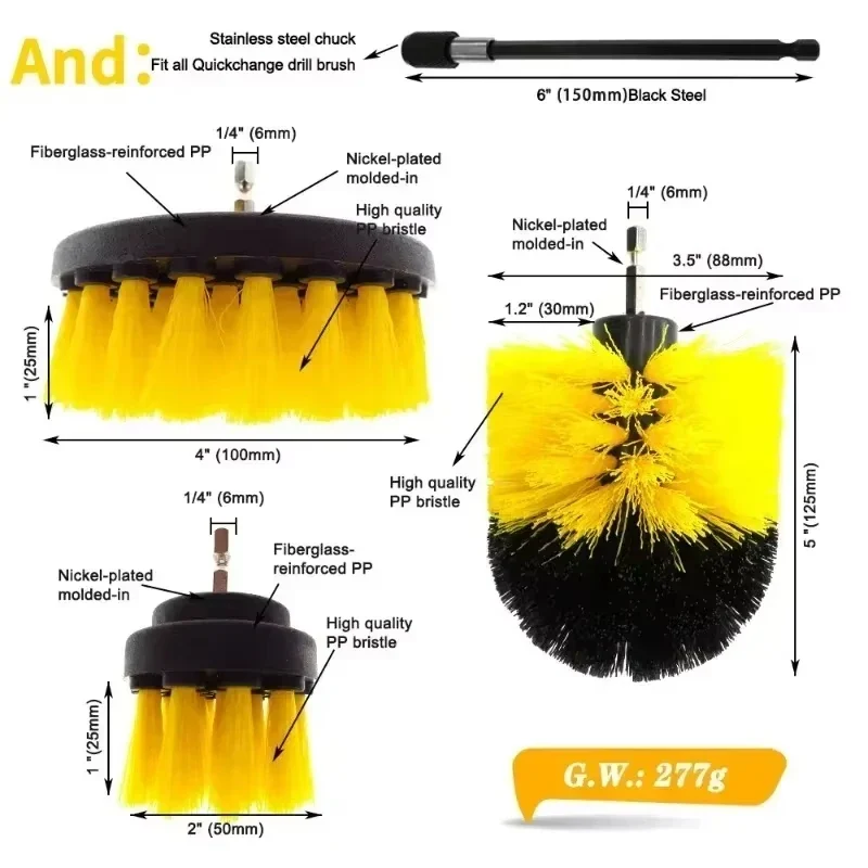 New Electric Scrubber Brush Drill Brush Kit Power Drills Scrubber Brush For Carpet Glass Car Tires Nylon Brushes 2/3.5/4''