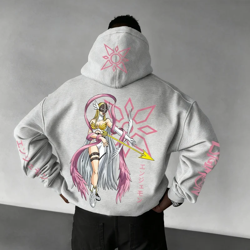 New Oversized Hoodie Men Women Digimon Anime Streetwear Casual Pullover Sweatshirt Hooded Jacket Autumn Winter Y2k Clothes Tops