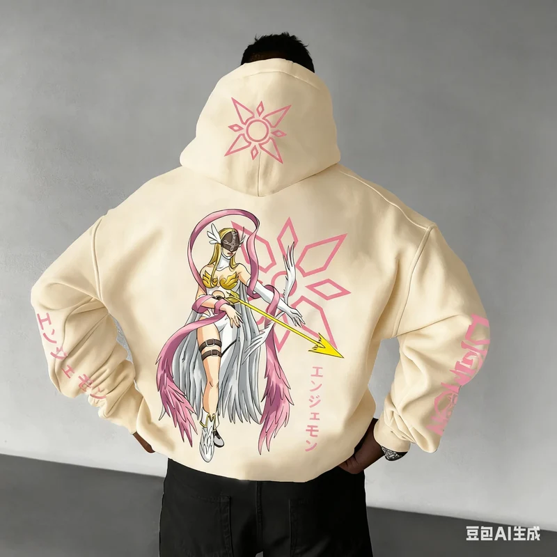 New Oversized Hoodie Men Women Digimon Anime Streetwear Casual Pullover Sweatshirt Hooded Jacket Autumn Winter Y2k Clothes Tops