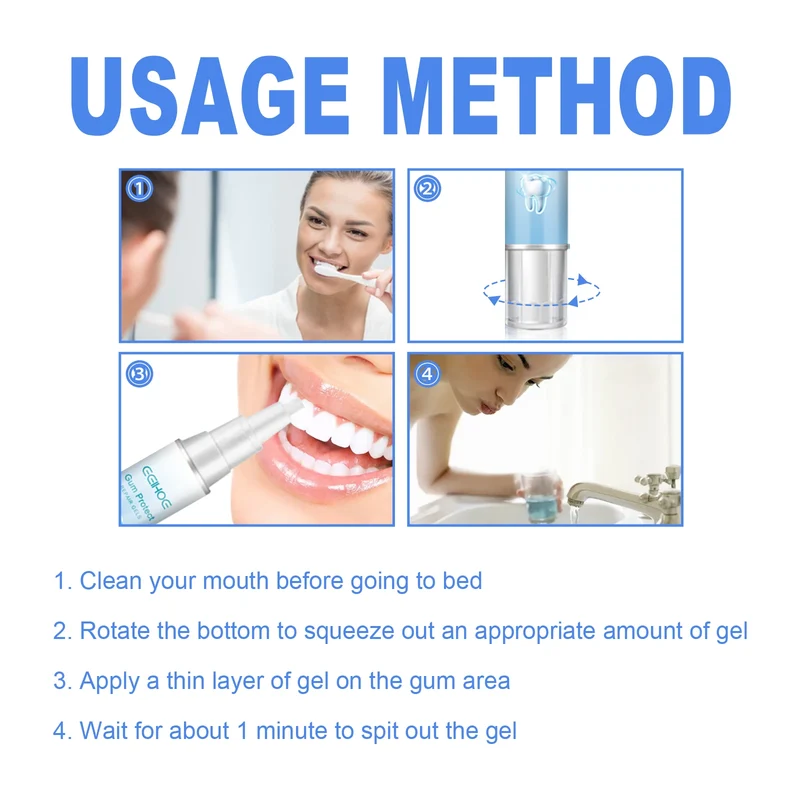 Damaged Gum Repair Care Gel Deep Cleaning Effectively Removes Yellow Teeth Stains Tartar Fresh Breath Teeth Cleaning Gel 4ml