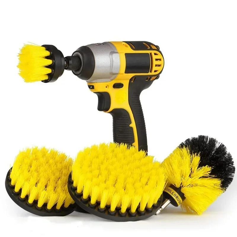 Electric Scrubber Brush Drill Attachment Kit Power Cleaning Brushes For Carpet Glass Auto Tires Nylon Bristle Heads 2 3.5 4 Inch