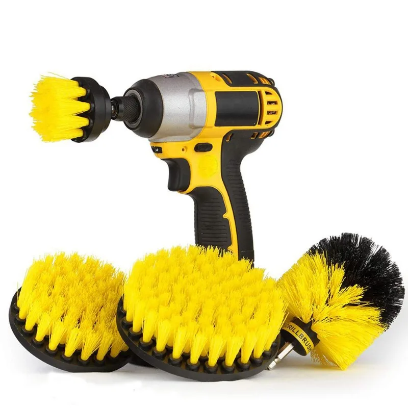 Electric Scrubber Brush Drill Attachment Kit Power Cleaning Brushes For Carpet Glass Auto Tires Nylon Bristle Heads 2 3.5 4 Inch