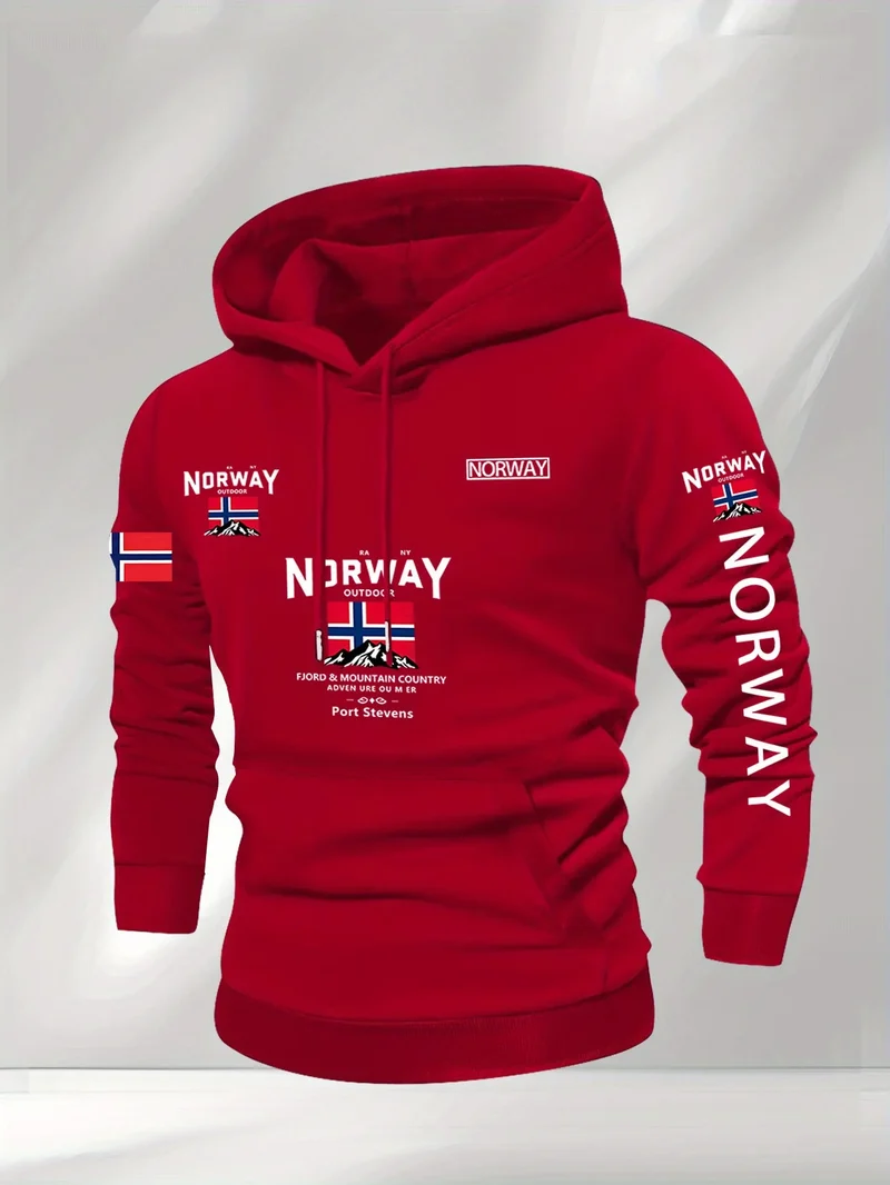 Norway Autumn winter models Men's Fleece windproof Warm 100%Cotton Oversized Hoodie Outdoor Commuter Men's High Elastic top