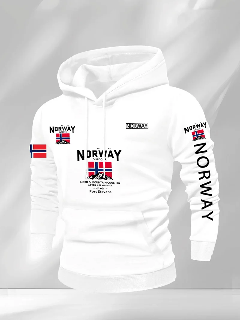 Norway Autumn winter models Men's Fleece windproof Warm 100%Cotton Oversized Hoodie Outdoor Commuter Men's High Elastic top