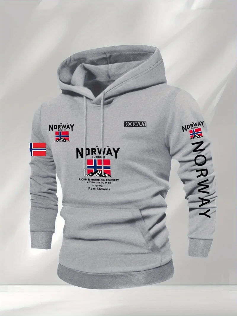 Norway Autumn winter models Men's Fleece windproof Warm 100%Cotton Oversized Hoodie Outdoor Commuter Men's High Elastic top