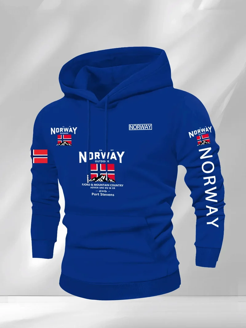 Norway Autumn winter models Men's Fleece windproof Warm 100%Cotton Oversized Hoodie Outdoor Commuter Men's High Elastic top