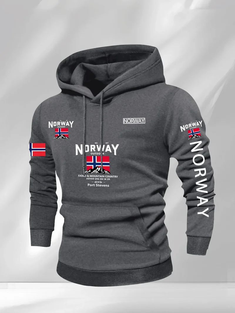 Norway Autumn winter models Men's Fleece windproof Warm 100%Cotton Oversized Hoodie Outdoor Commuter Men's High Elastic top