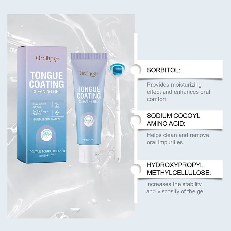50ml Tongue Cleaning Gel Set,For Bad Breath Long Lasting-Freshness Mouth Odor-Eliminators,Tongue Cleaning Paste For Home