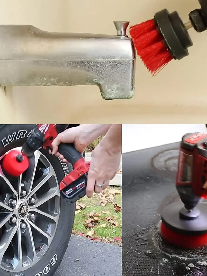 3Pcs/Set Electric Scrubber Brush Drill Brush Kit Plastic Round Cleaning Brush For Carpet Glass Car Tires Nylon Brushes