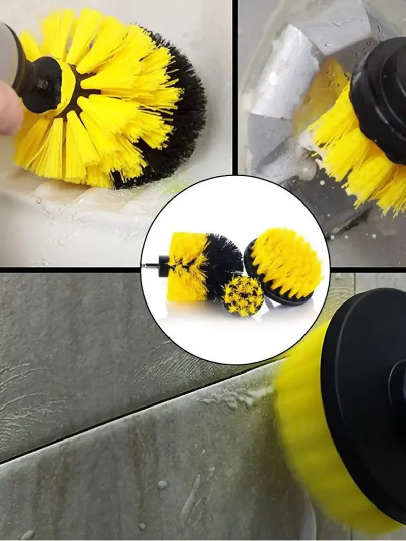 3Pcs/Set Electric Scrubber Brush Drill Brush Kit Plastic Round Cleaning Brush For Carpet Glass Car Tires Nylon Brushes